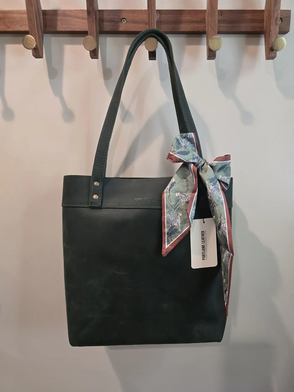 Portland Leather Montana Tote In Evergreen Color